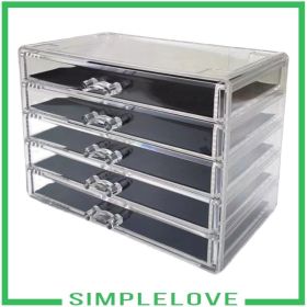 [SIMPLELOVE] Cosmetic Makeup Organizer Jewelry 5 Drawers Storage Box Acrylic Display Case - as shown