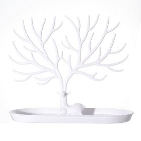 Jewelry Display Stand Tray Tree Storage Racks Earrings Necklaces Rings Jewelry Boxes Case Desktop Organizer Holder Make Up Decor - White