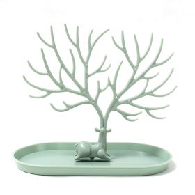 Jewelry Display Stand Tray Tree Storage Racks Earrings Necklaces Rings Jewelry Boxes Case Desktop Organizer Holder Make Up Decor - Green