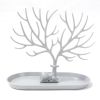 Jewelry Display Stand Tray Tree Storage Racks Earrings Necklaces Rings Jewelry Boxes Case Desktop Organizer Holder Make Up Decor - Grey