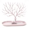 Jewelry Display Stand Tray Tree Storage Racks Earrings Necklaces Rings Jewelry Boxes Case Desktop Organizer Holder Make Up Decor - Pink