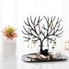 Jewelry Display Stand Tray Tree Storage Racks Earrings Necklaces Rings Jewelry Boxes Case Desktop Organizer Holder Make Up Decor - Black