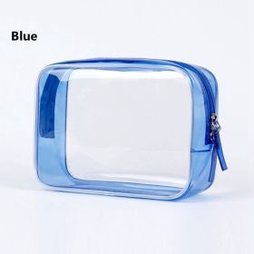 1pc Transparent PVC Bags; Clear Travel Organizer Makeup Bag Beautician Cosmetic & Beauty Case Toiletry Bag; Wash Bags - Blue