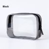 1pc Transparent PVC Bags; Clear Travel Organizer Makeup Bag Beautician Cosmetic & Beauty Case Toiletry Bag; Wash Bags - Black