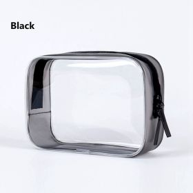 1pc Transparent PVC Bags; Clear Travel Organizer Makeup Bag Beautician Cosmetic & Beauty Case Toiletry Bag; Wash Bags - Black