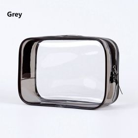 1pc Transparent PVC Bags; Clear Travel Organizer Makeup Bag Beautician Cosmetic & Beauty Case Toiletry Bag; Wash Bags - Grey