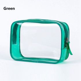 1pc Transparent PVC Bags; Clear Travel Organizer Makeup Bag Beautician Cosmetic & Beauty Case Toiletry Bag; Wash Bags - Green