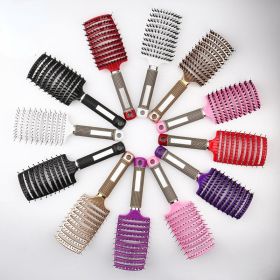 Hair Brush Scalp Massage Comb Hairbrush Bristle&Nylon Women Wet Curly Detangle Hair Brush for Salon Hairdressing Styling Tools - Purple