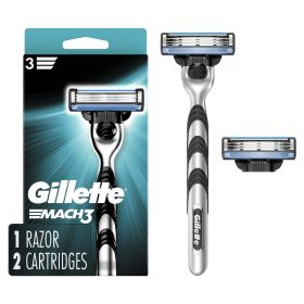Gillette Mach3 Mens Razor Handle and 2 Blade Refills - Gillette