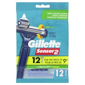 Gillette Sensor2 Pivoting Head Men's Disposable Razors;  12 Count - Gillette