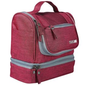 Travel Toiletry Bag Cosmetics Organizer Bag Hanging Wash Bag Waterproof Case w/ Handstrap - Red