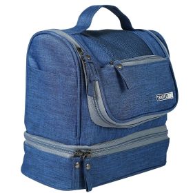 Travel Toiletry Bag Cosmetics Organizer Bag Hanging Wash Bag Waterproof Case w/ Handstrap - Blue