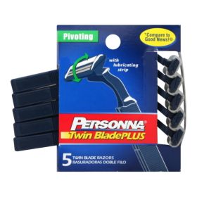 Personna Disposable Razors with Lubricating Strip - Twin Blade Plus - 5 Pack - 0320879