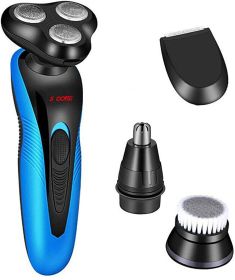 Electric razor for men Beard Trimmers 4 inch Razors 1 4D Men Waterproof Rotary Shaver Rechargeable Cordless Mens Razers 5Core SHV-4 - Blue
