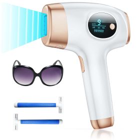 Laser Permanent Hair Removal Upgraded to 999; 900 Flashes IPL Hair Removal Device for Whole Body - white, gold - plastic, electronics