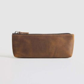 The Pallavi | Handmade Leather Pencil Case - Leather Makeup Bag - Brown