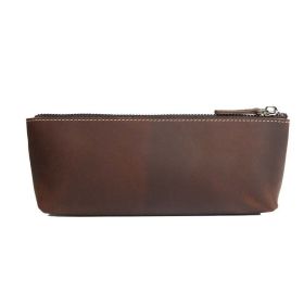 The Pallavi | Handmade Leather Pencil Case - Leather Makeup Bag - Dark Brown