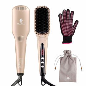 Hair Straightener Brush by MiroPure for Silky Frizz-Free Hair with MCH Heating Technology for Great Styling at Home  - Gold