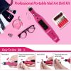 Nail Art Drill Kit Professional Finger Toe Nail Care Electric Nail Polishing Machine Manicure Pedicure File Tools - Hot Pink