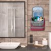 Travel Toiletry Bag Cosmetics Organizer Bag Hanging Wash Bag Waterproof Case w/ Handstrap - Red