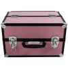 SM-2083 Aluminum Alloy Makeup Train Case Jewelry Box Organizer Pink--YS - Pink