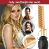 Electric Heating Hair Comb PTC Ceramic Hair Straightener Curler Brush Hair Straight Styler Wet Dry Use - Yellow & Black