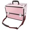 SM-2083 Aluminum Alloy Makeup Train Case Jewelry Box Organizer Pink--YS - Pink