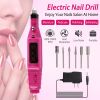 Nail Art Drill Kit Professional Finger Toe Nail Care Electric Nail Polishing Machine Manicure Pedicure File Tools - Hot Pink