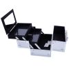Aluminum Makeup Train Case Jewelry Box Cosmetic Organizer with Mirror 9"x6"x6" RT - Silver
