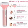 4 In 1 Women Electric Shaver Painless Rechargeable Hair Remover Eyebrow Nose Hair Cordless Trimmer Set - Pink