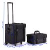 Professional 2-in-1 Rolling Makeup Traveling Case, Beauty Trolley Storage Box, Artist Cosmetic Organizer w/ Drawers, Black XH - Black
