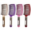 Hair Brush Scalp Massage Comb Hairbrush Bristle&Nylon Women Wet Curly Detangle Hair Brush for Salon Hairdressing Styling Tools - Black