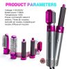 5 In 1 Hot Air Comb Aluminum Alloy Hair Straightener Automatic Perm Curling Iron Electric Hair Dryer Creative Multifunctional - Rose Red - US
