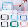 1pc Transparent PVC Bags; Clear Travel Organizer Makeup Bag Beautician Cosmetic & Beauty Case Toiletry Bag; Wash Bags - Pink