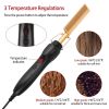 Electric Heating Hair Comb PTC Ceramic Hair Straightener Curler Brush Hair Straight Styler Wet Dry Use - Yellow & Black