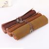 Retro Pirate Treasure Map Roll Up PU Leather Pen Pencil Case Bags Make Up Holder - Pentagram