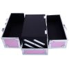 Aluminum Makeup Train Case Jewelry Box Cosmetic Organizer with Mirror 9"x6"x6" RT - Pink