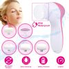 Facial Cleansing Brush Waterproof Face Spin Cleaning Brush with 5 Brush Heads Deep Cleansing Body Facial Brush - Pink