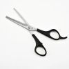 16cm 6 Inches Shear Teeth Scissors Black Trimming Scissors Thinning Shear Teeth Scissors Hairdressing Bangs Clippers - Black - 1PC