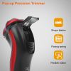 Electric Shaver Razor for Men IPX7 Waterproof Beard Trimmer 3D Rechargeable Painless Rotary Shaver with Pop up Trimmer 2 in 1 Electric Shaver - Red