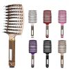 Hair Brush Scalp Massage Comb Hairbrush Bristle&Nylon Women Wet Curly Detangle Hair Brush for Salon Hairdressing Styling Tools - Pink