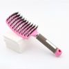 Hair Brush Scalp Massage Comb Hairbrush Bristle&Nylon Women Wet Curly Detangle Hair Brush for Salon Hairdressing Styling Tools - Black