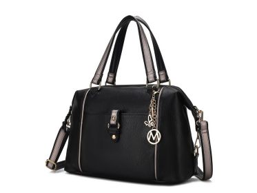 MKF Collection Opal Lightweight Satchel Bag Vegan Leather Women by Mia k (Color: Black Pewter, Material: Vegan Leather)