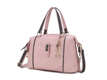 MKF Collection Opal Lightweight Satchel Bag Vegan Leather Women by Mia k (Color: Pink Charcoal, Material: Vegan Leather)