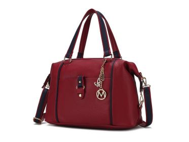 MKF Collection Opal Lightweight Satchel Bag Vegan Leather Women by Mia k (Color: Red Navy, Material: Vegan Leather)