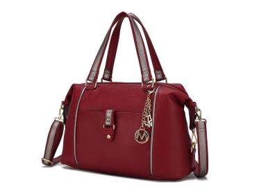 MKF Collection Opal Lightweight Satchel Bag Vegan Leather Women by Mia k (Color: Red Pewter, Material: Vegan Leather)