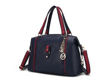 MKF Collection Opal Lightweight Satchel Bag Vegan Leather Women by Mia k (Color: Navy Red, Material: Vegan Leather)