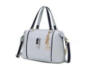 MKF Collection Opal Lightweight Satchel Bag Vegan Leather Women by Mia k (Color: Light Blue Navy, Material: Vegan Leather)
