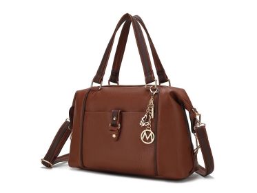 MKF Collection Opal Lightweight Satchel Bag Vegan Leather Women by Mia k (Color: Cognac Coffee, Material: Vegan Leather)