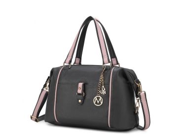 MKF Collection Opal Lightweight Satchel Bag Vegan Leather Women by Mia k (Color: Charcoal Pink, Material: Vegan Leather)